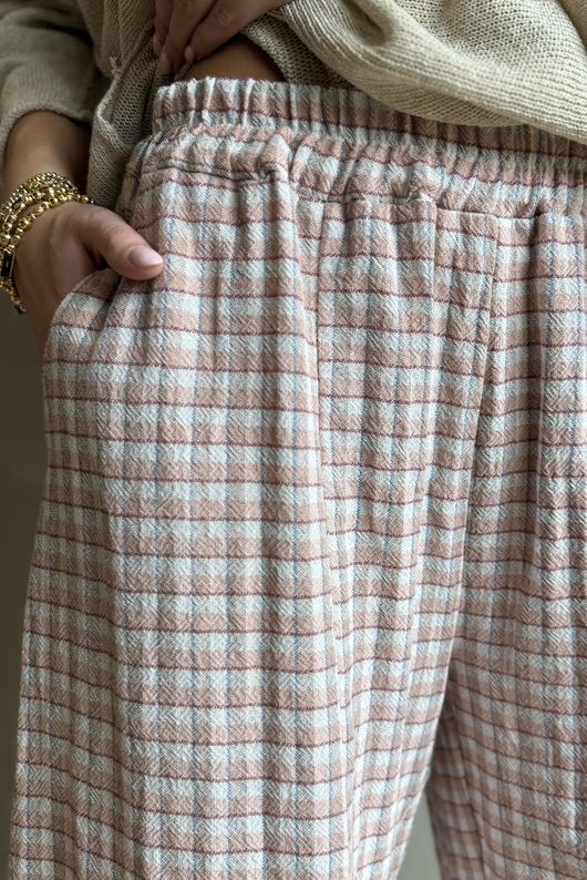 Annie Gingham Quirky 7/8 Pant Antique Rose
